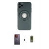 MARSİLYAN™- iPhone 12 Pro Max Kılıf Eksen Klasik Prime - Siyah Joko Magic 5D Hayalet Cam + Neon Fosforlu Kamera Lens - TU