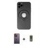 MARSİLYAN™- iPhone 12 Pro Max Kılıf Eksen Klasik Prime - Siyah Joko Magic 5D Hayalet Cam + Neon Fosforlu Kamera Lens - SI