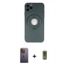 MARSİLYAN™- iPhone 12 Pro Max Kılıf Eksen Klasik Prime - Siyah Joko Magic 5D Hayalet Cam + Neon Fosforlu Kamera Lens - SI