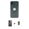 MARSİLYAN™- iPhone 12 Pro Max Kılıf Eksen Klasik Prime - Siyah Joko Magic 5D Hayalet Cam + Neon Fosforlu Kamera Lens - YL