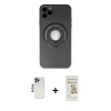 MARSİLYAN™- iPhone 12 Pro Max Kılıf Eksen Klasik Prime - Siyah Mat Seramik Nano Ekran Koruyucu + Shine Kamera Lens - LT