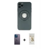 MARSİLYAN™- iPhone 12 Pro Max Kılıf Eksen Klasik Prime - Siyah Mat Seramik Nano Ekran Koruyucu + Neon Fosforlu Kamera Lens - MI