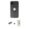 MARSİLYAN™- iPhone 12 Pro Max Kılıf Eksen Klasik Prime - Siyah Mat Seramik Nano Ekran Koruyucu + Mavi Renkli Kamera Lens Koruma Cam
