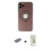 MARSİLYAN™- iPhone 12 Pro Max Kılıf Eksen Klasik Prime - Siyah Mat Seramik Nano Ekran Koruyucu + Mavi Renkli Kamera Lens Koruma Cam