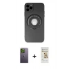 MARSİLYAN™- iPhone 12 Pro Max Kılıf Eksen Klasik Prime - Siyah Mat Seramik Nano Ekran Koruyucu + Neon Fosforlu Kamera Lens - YL