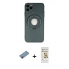 MARSİLYAN™- iPhone 12 Pro Max Kılıf Eksen Klasik Prime - Siyah Mat Seramik Nano Ekran Koruyucu + Pembe Shine Kamera Lens Koruma Cam