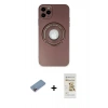 MARSİLYAN™- iPhone 12 Pro Max Kılıf Eksen Klasik Prime - Siyah Mat Seramik Nano Ekran Koruyucu + Pembe Shine Kamera Lens Koruma Cam