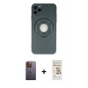 MARSİLYAN™- iPhone 12 Pro Max Kılıf Eksen Klasik Prime - Siyah Mat Seramik Nano Ekran Koruyucu + Neon Fosforlu Kamera Lens - SI