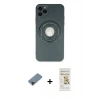 MARSİLYAN™- iPhone 12 Pro Max Kılıf Eksen Klasik Prime - Siyah Mat Seramik Nano Ekran Koruyucu + Siyah Metal Kamera Lens Koruma Cam