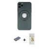 MARSİLYAN™- iPhone 12 Pro Max Kılıf Eksen Klasik Prime - Siyah Mat Seramik Nano Ekran Koruyucu + Renkli Kamera Lens Koruma Cam - TU