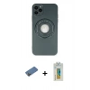MARSİLYAN™- iPhone 12 Pro Max Kılıf Eksen Klasik Prime - Siyah Polymer Nano Ekran Koruyucu + Shine Kamera Lens Koruma Cam - GD