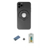 MARSİLYAN™- iPhone 12 Pro Max Kılıf Eksen Klasik Prime - Siyah Polymer Nano Ekran Koruyucu + Shine Kamera Lens Koruma Cam - GD