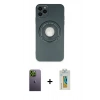 MARSİLYAN™- iPhone 12 Pro Max Kılıf Eksen Klasik Prime - Siyah Polymer Nano Ekran Koruyucu + Neon Fosforlu Kamera Lens - YL