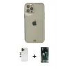 MARSİLYAN™- iPhone 12 Pro Max Kılıf Eksen Minimal Koleksiyonu - Şeffaf 360 Full Body Arka Koruyucu + Gold Shine Kamera Lens