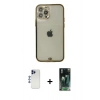 MARSİLYAN™- iPhone 12 Pro Max Kılıf Eksen Minimal Koleksiyonu - Şeffaf 360 Full Body Arka Koruyucu + Lacivert Shine Kamera Lens