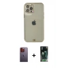 MARSİLYAN™- iPhone 12 Pro Max Kılıf Eksen Minimal Koleksiyonu - Şeffaf 360 Full Body Arka Koruyucu + Neon Fosforlu Kamera Lens - TU