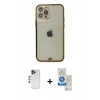 MARSİLYAN™- iPhone 12 Pro Max Kılıf Eksen Minimal Koleksiyonu - Şeffaf Royal Nano Ekran Koruyucu + Shine Kamera Lens - LT