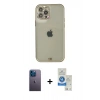 MARSİLYAN™- iPhone 12 Pro Max Kılıf Eksen Minimal Koleksiyonu - Şeffaf Royal Nano Ekran Koruyucu + Neon Fosforlu Kamera Lens - MI