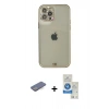 MARSİLYAN™- iPhone 12 Pro Max Kılıf Eksen Minimal Koleksiyonu - Şeffaf Royal Nano Ekran Koruyucu + Mavi Renkli Kamera Lens Koruma Cam