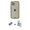 MARSİLYAN™- iPhone 12 Pro Max Kılıf Eksen Minimal Koleksiyonu - Şeffaf Royal Nano Ekran Koruyucu + Metal Kamera Lens Koruma Cam - GD