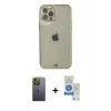 MARSİLYAN™- iPhone 12 Pro Max Kılıf Eksen Minimal Koleksiyonu - Şeffaf Royal Nano Ekran Koruyucu + Neon Fosforlu Kamera Lens - YL