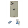 MARSİLYAN™- iPhone 12 Pro Max Kılıf Eksen Minimal Koleksiyonu - Şeffaf Royal Nano Ekran Koruyucu + Pembe Shine Kamera Lens Koruma Cam