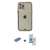 MARSİLYAN™- iPhone 12 Pro Max Kılıf Eksen Minimal Koleksiyonu - Şeffaf Royal Nano Ekran Koruyucu + Renkli Kamera Lens Koruma Cam - YL