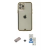 MARSİLYAN™- iPhone 12 Pro Max Kılıf Eksen Minimal Koleksiyonu - Şeffaf Royal Nano Ekran Koruyucu + Shine Kamera Lens Koruma Cam - SABE