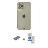 MARSİLYAN™- iPhone 12 Pro Max Kılıf Eksen Minimal Koleksiyonu - Şeffaf Royal Nano Ekran Koruyucu + Turuncu Renkli Kamera Lens Koruma Cam