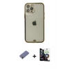 MARSİLYAN™- iPhone 12 Pro Max Kılıf Eksen Minimal Koleksiyonu - Şeffaf Temperli Cam Ekran Koruyucu + Metal Kamera Lens Koruma Cam - GD