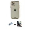 MARSİLYAN™- iPhone 12 Pro Max Kılıf Eksen Minimal Koleksiyonu - Şeffaf Temperli Cam Ekran Koruyucu + Mavi Shine Kamera Lens Koruma Cam