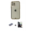 MARSİLYAN™- iPhone 12 Pro Max Kılıf Eksen Minimal Koleksiyonu - Şeffaf Temperli Cam Ekran Koruyucu + Renkli Kamera Lens Koruma Cam - PE