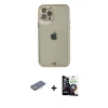 MARSİLYAN™- iPhone 12 Pro Max Kılıf Eksen Minimal Koleksiyonu - Şeffaf Temperli Cam Ekran Koruyucu + Renkli Kamera Lens Koruma Cam - SI