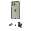 MARSİLYAN™- iPhone 12 Pro Max Kılıf Eksen Minimal Koleksiyonu - Şeffaf Temperli Cam Ekran Koruyucu + Renkli Kamera Lens Koruma Cam - YL