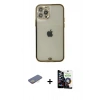 MARSİLYAN™- iPhone 12 Pro Max Kılıf Eksen Minimal Koleksiyonu - Şeffaf Temperli Cam Ekran Koruyucu + Renkli Kamera Lens Koruma Cam - SI