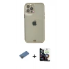 MARSİLYAN™- iPhone 12 Pro Max Kılıf Eksen Minimal Koleksiyonu - Şeffaf Temperli Cam Ekran Koruyucu + Shine Kamera Lens Koruma Cam - GD