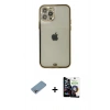 MARSİLYAN™- iPhone 12 Pro Max Kılıf Eksen Minimal Koleksiyonu - Şeffaf Temperli Cam Ekran Koruyucu + Shine Kamera Lens Koruma Cam - GI