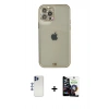 MARSİLYAN™- iPhone 12 Pro Max Kılıf Eksen Minimal Koleksiyonu - Şeffaf Temperli Cam Ekran Koruyucu + Shine Kamera Lens - LT