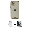 MARSİLYAN™- iPhone 12 Pro Max Kılıf Eksen Minimal Koleksiyonu - Şeffaf Temperli Cam Ekran Koruyucu + Shine Kamera Lens - LT