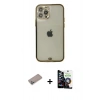 MARSİLYAN™- iPhone 12 Pro Max Kılıf Eksen Minimal Koleksiyonu - Şeffaf Temperli Cam Ekran Koruyucu + Sierra Blue Shine Kamera Lens Koruma Cam