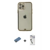 MARSİLYAN™- iPhone 12 Pro Max Kılıf Eksen Minimal Koleksiyonu - Şeffaf Uv Polymer Nano Ekran Koruyucu + Shine Kamera Lens Koruma Cam - GD