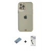 MARSİLYAN™- iPhone 12 Pro Max Kılıf Eksen Minimal Koleksiyonu - Şeffaf Uv Polymer Nano Ekran Koruyucu + Gökkuşağı Shine Kamera Lens Koruma Cam