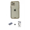 MARSİLYAN™- iPhone 12 Pro Max Kılıf Eksen Minimal Koleksiyonu - Şeffaf Uv Polymer Nano Ekran Koruyucu + Renkli Kamera Lens Koruma Cam - MI