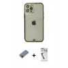 MARSİLYAN™- iPhone 12 Pro Max Kılıf Eksen Minimal Koleksiyonu - Şeffaf Uv Polymer Nano Ekran Koruyucu + Metal Kamera Lens Koruma Cam - KI