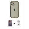 MARSİLYAN™- iPhone 12 Pro Max Kılıf Eksen Minimal Koleksiyonu - Şeffaf Uv Polymer Nano Ekran Koruyucu + Neon Fosforlu Kamera Lens - TU
