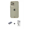 MARSİLYAN™- iPhone 12 Pro Max Kılıf Eksen Minimal Koleksiyonu - Şeffaf Uv Polymer Nano Ekran Koruyucu + Renkli Kamera Lens Koruma Cam - SI