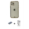 MARSİLYAN™- iPhone 12 Pro Max Kılıf Eksen Minimal Koleksiyonu - Şeffaf Uv Polymer Nano Ekran Koruyucu + Renkli Kamera Lens Koruma Cam - YL