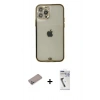 MARSİLYAN™- iPhone 12 Pro Max Kılıf Eksen Minimal Koleksiyonu - Şeffaf Uv Polymer Nano Ekran Koruyucu + Shine Kamera Lens Koruma Cam - SABE