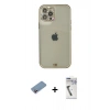MARSİLYAN™- iPhone 12 Pro Max Kılıf Eksen Minimal Koleksiyonu - Şeffaf Uv Polymer Nano Ekran Koruyucu + Shine Kamera Lens Koruma Cam - PE