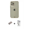 MARSİLYAN™- iPhone 12 Pro Max Kılıf Eksen Minimal Koleksiyonu - Şeffaf Uv Polymer Nano Ekran Koruyucu + Shine Kamera Lens Koruma Cam - SABE